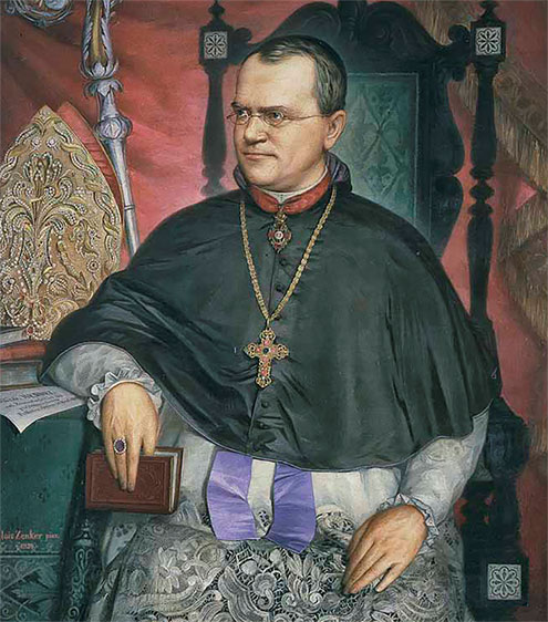 Malt portrett av Gregor Johann Mendel. (Etter tillatelse fra Old Brno Abbey of the Order of St. Augustine).