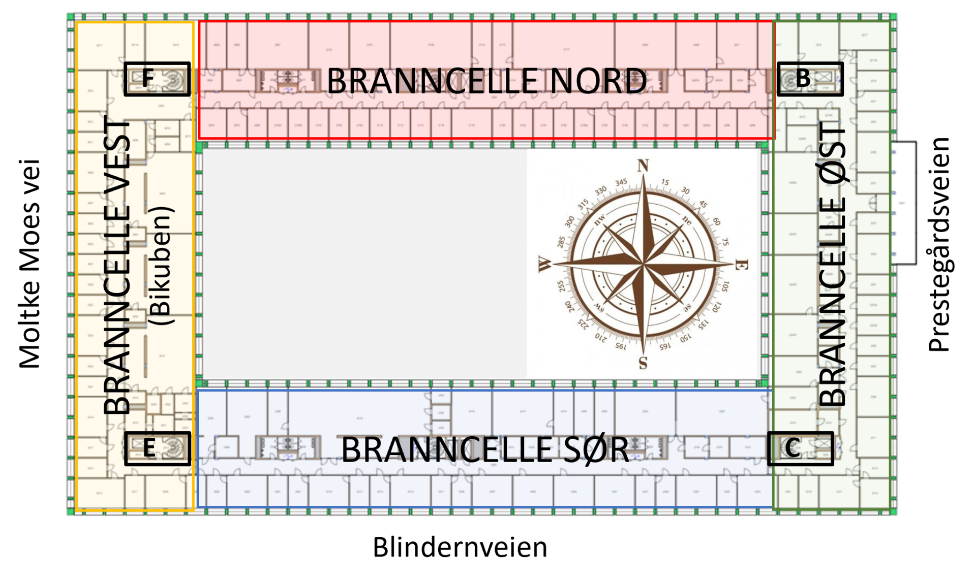Plantegning av etasjebrannceller