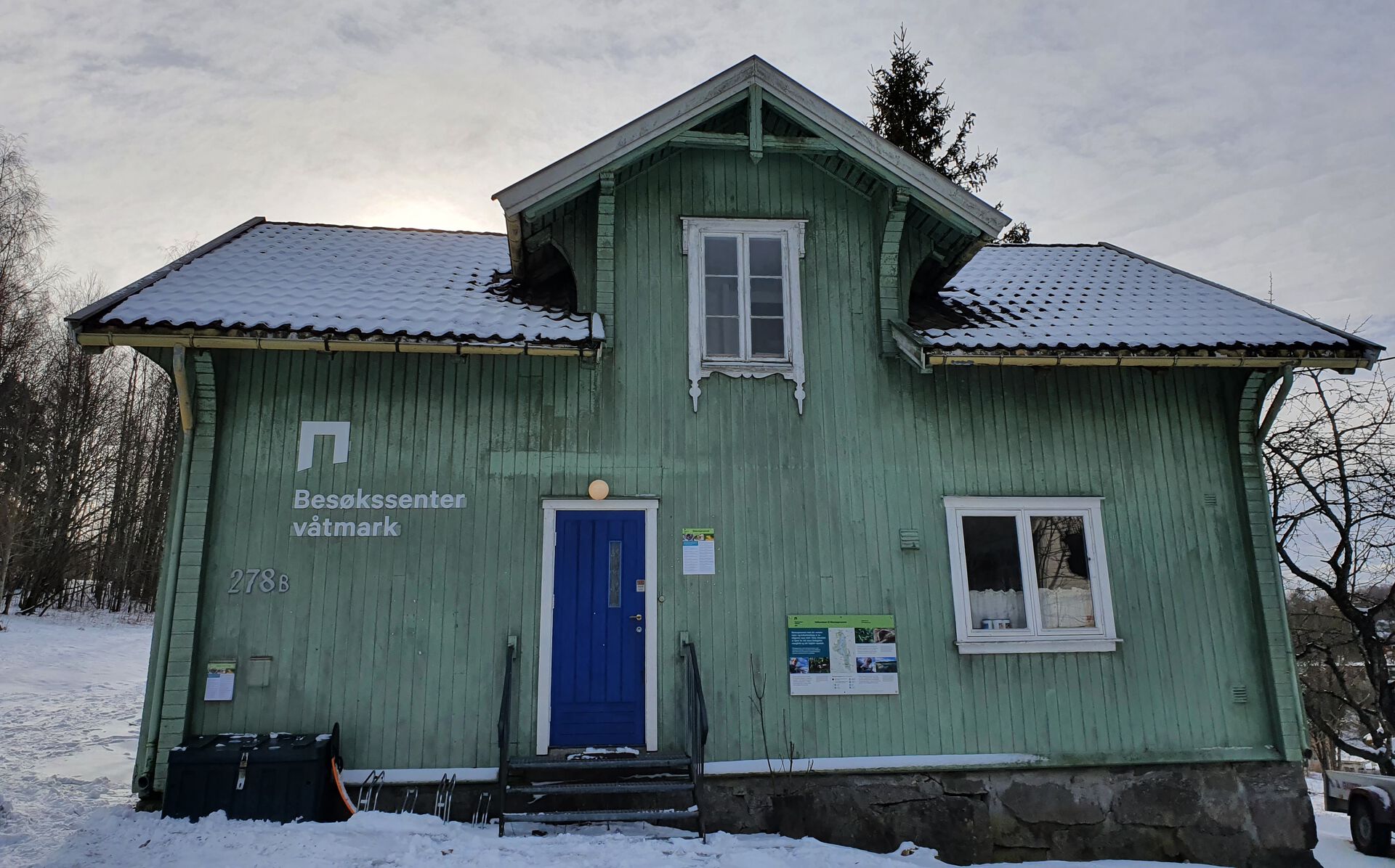 bygning, snø