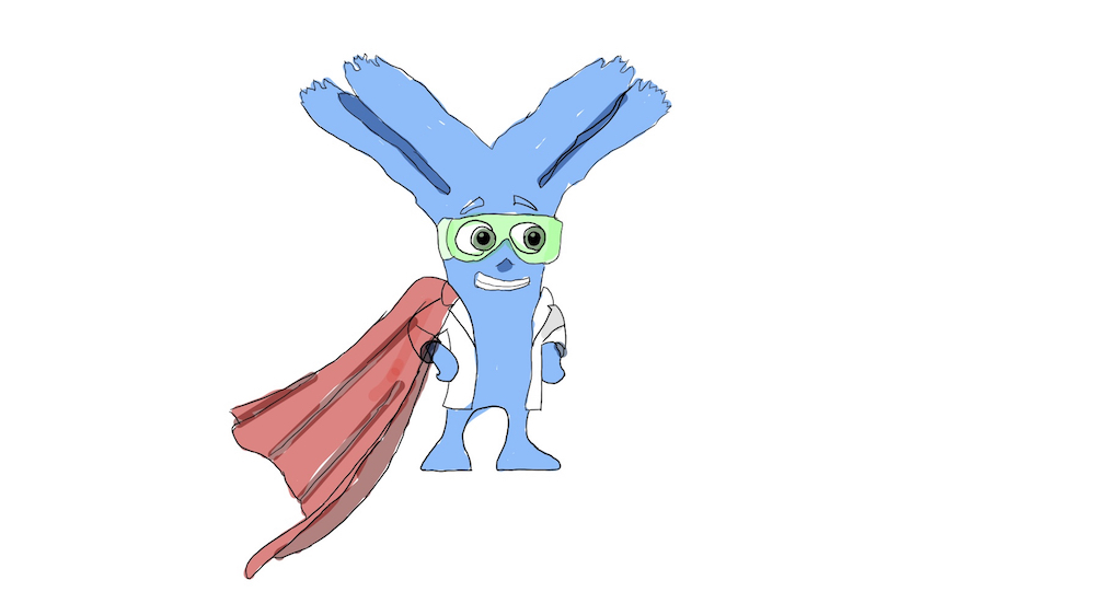 tegning blå figur