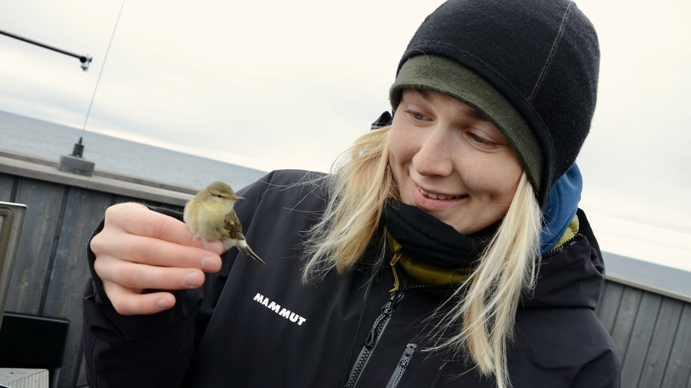 Kvinne med fugl i hånden