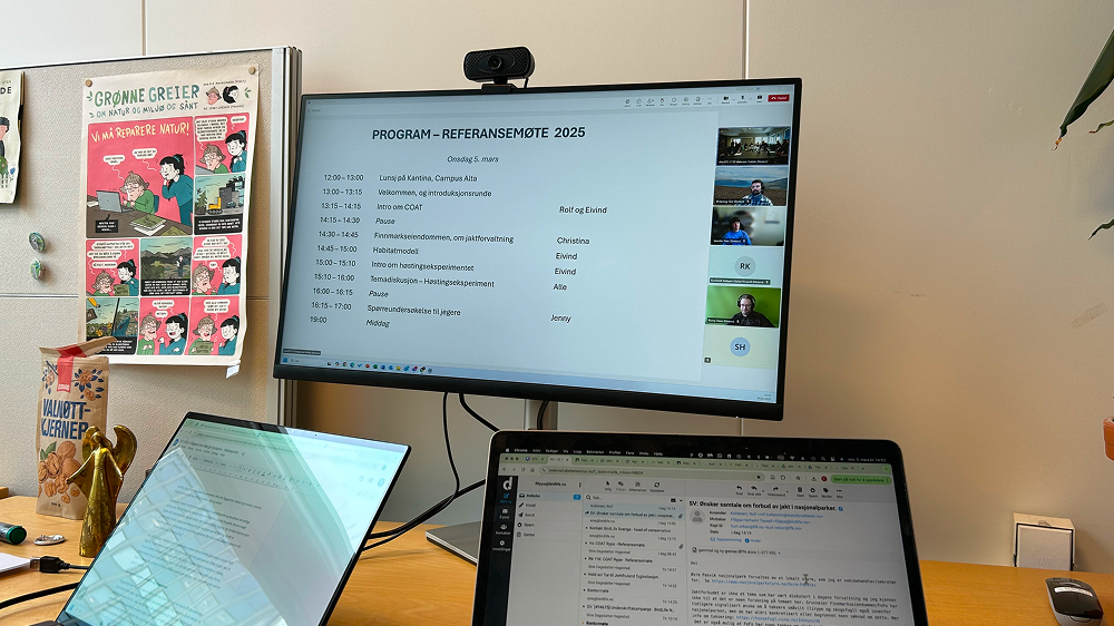 Bilde av skjerm som viser program for et møte.