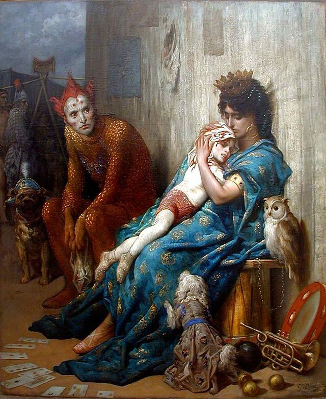 Akrobatene malt i 1874 av den franske maleren Gustave Doré (1832—1883). Wikimedia Commons.