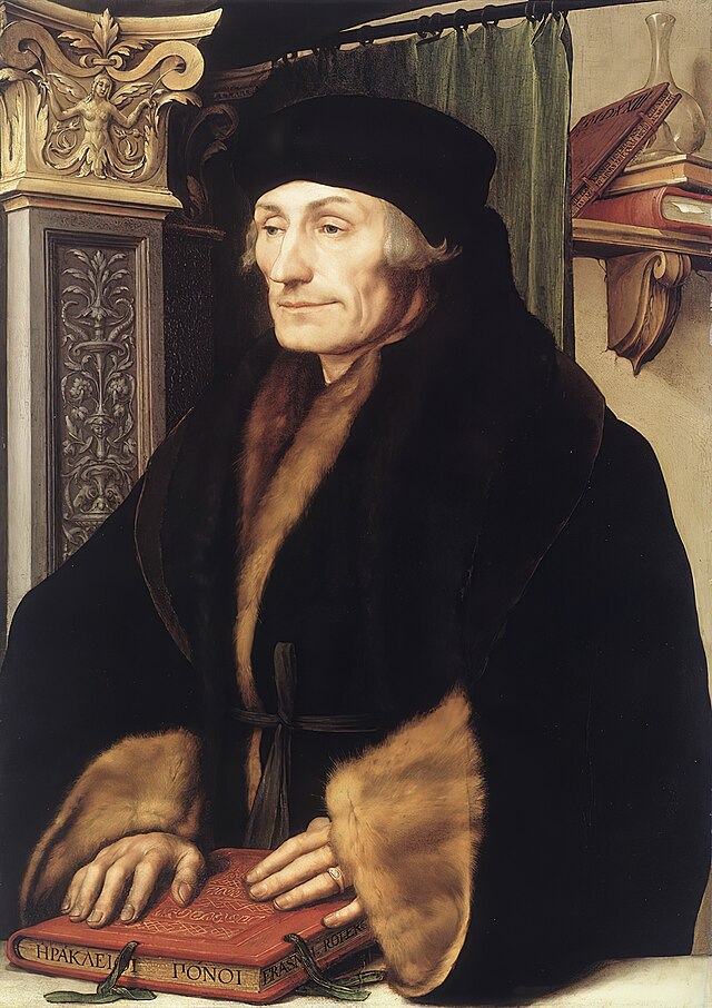 Desiderius Erasmus of Rotterdam malt av Hans Holbein d.y. (1497/8 - 1543). Fra Wikimedia Commens