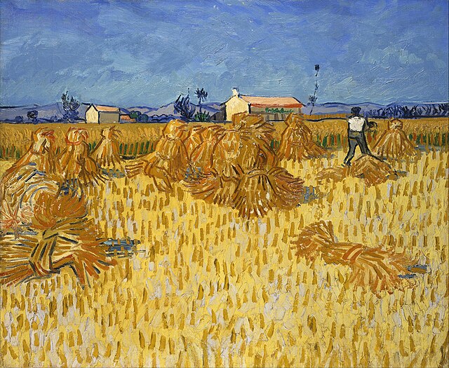 Corn Harvest in Provence av Vincent Van Gogh. Google Art. Fra Wikimedia Commens