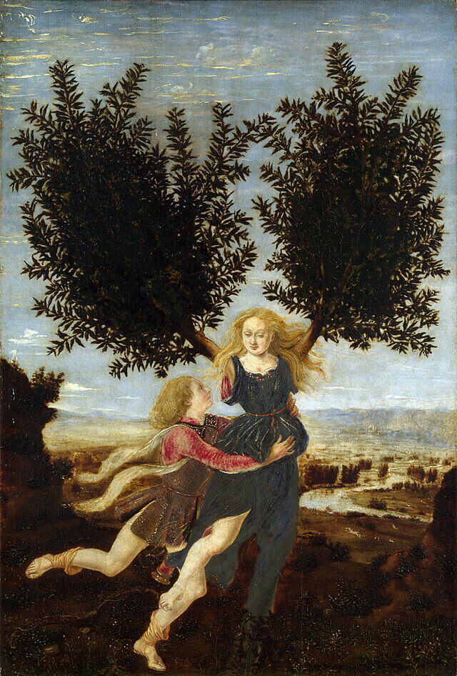 Apollon og Dafne malt av den itlienske malerenPiero del Pollaiuo1443 – by 1496). Wikimedia Commons