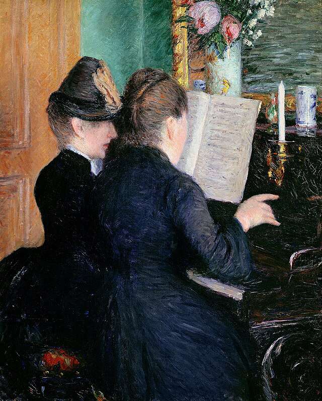 Pianotime malt i 1879 av den franske maleren Gustave Caillebotte (1848-1894). Wikimedia Commons