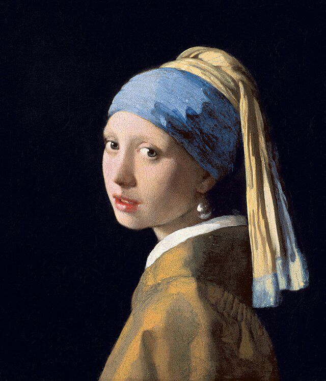 Pike med øredobb malt i 1665 av den nederlandske maleren Johannes Vermeer (1632-675). Wikimedia Commens.