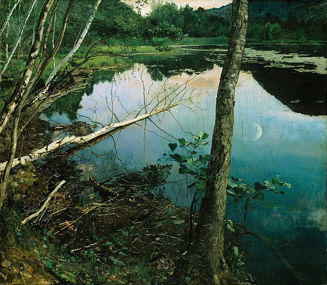 Sommernatt malt av den norske maleren Eilif Peterssen 1852–1928). Wikimedia Commens
