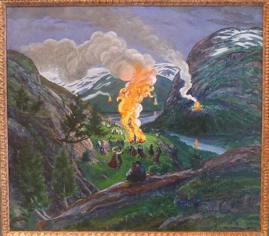 Midtsommeraftens bål. Nikolai Astrup.