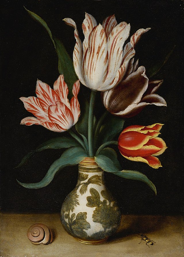 Stilleben fire tulipaner i en Wan-Li porselensvase. Ambrosius Bosschaert