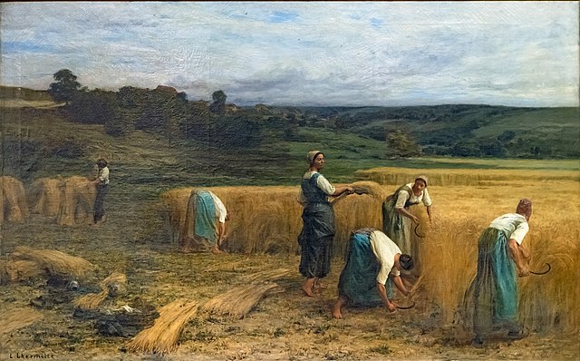 La Moisson /Høsten (1874) malt avden franske maleren Léon Augustin Lhermitte (1844-1925) . Wikimedia Commens.