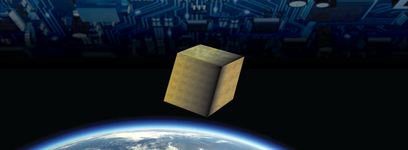 Cube in space with graphics
