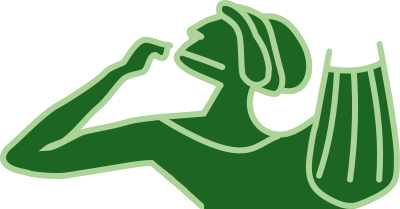 Green logo with a muse