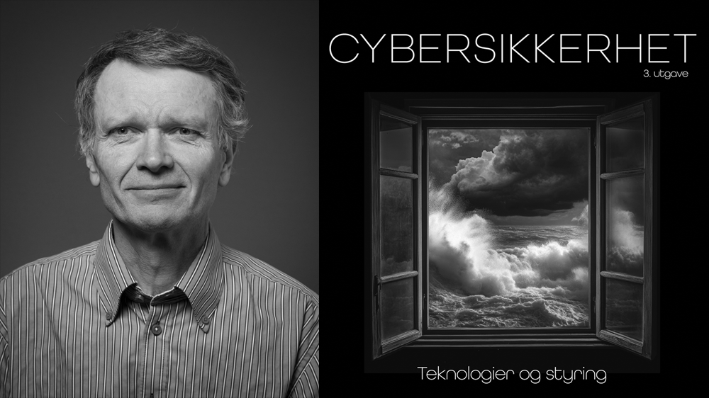 Bilde av Audun Jøsang og bokomslaget til boken Cybersikkerhet