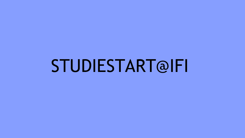Teksten studiestart@ifi på blå bakgrunn