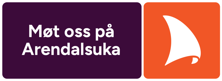 Arrangørlogo med teksten Møt oss på Arendalsuka