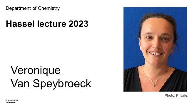A picture of Veronique Van Speybroeckd on a white background. "Hassel lecture 2023".
