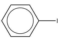 bilde av en benzenring med et jodatom bundet til et av karbonatomene