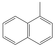 Bilde av strukturformel til 1-naftyl. her er hydrogenatomet bundet til det første karbonatomet erstattet med en fri strek
