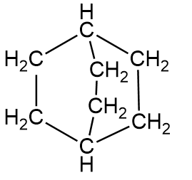 bilde av en alisyklisk broforbindelse der de to karbonatomene som er brohoder er bundet av tre broer som alle har en lengde på to karbonatomer