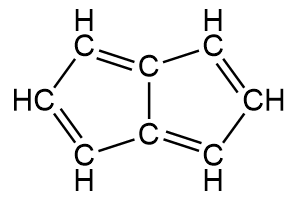 Bilde av to aromatiske femringer av karbonatomer som deler en side, altså har to felles naboatomer