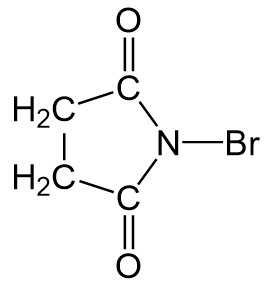 bilde av imidet som dannes av butan. i tillegg er det et bromatom bundet til nitrogenatomet