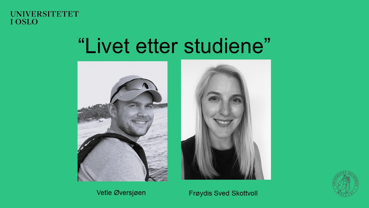 Bilde av foredragsholdere med master i kjemi (mann og kvinne)