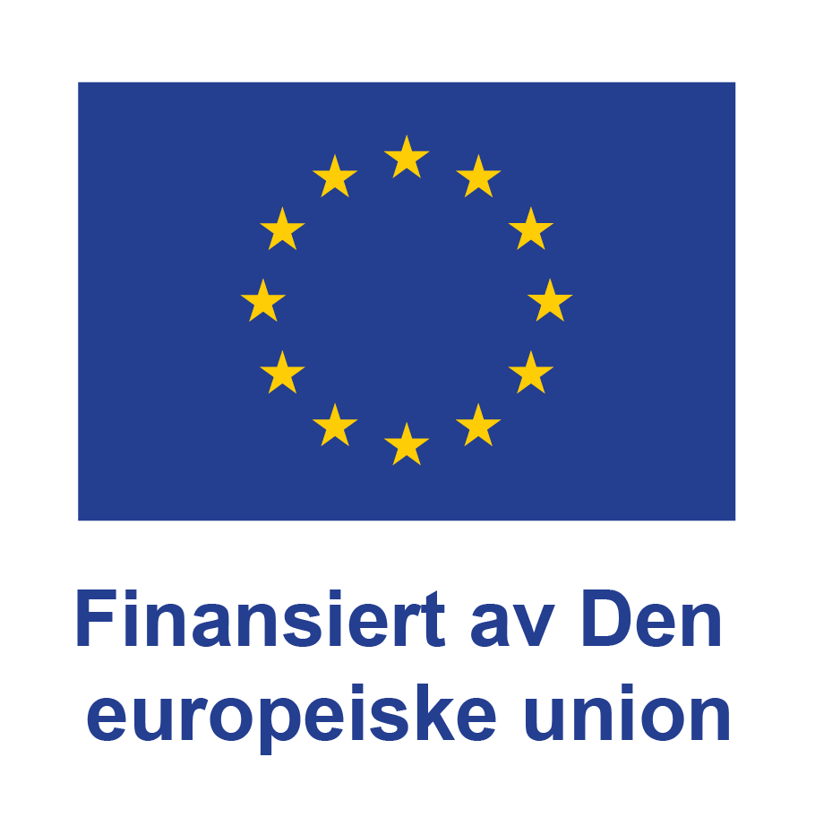 EU flagg og tekst: finansiert av den europeiske Union