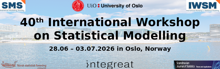 This is a decorative banner showing the title and days of the conference, plus the logos of the organisers (SMS, UiO, IWSM) and the sponsors (NSF adv. Oslo, Integreat, SJS))
