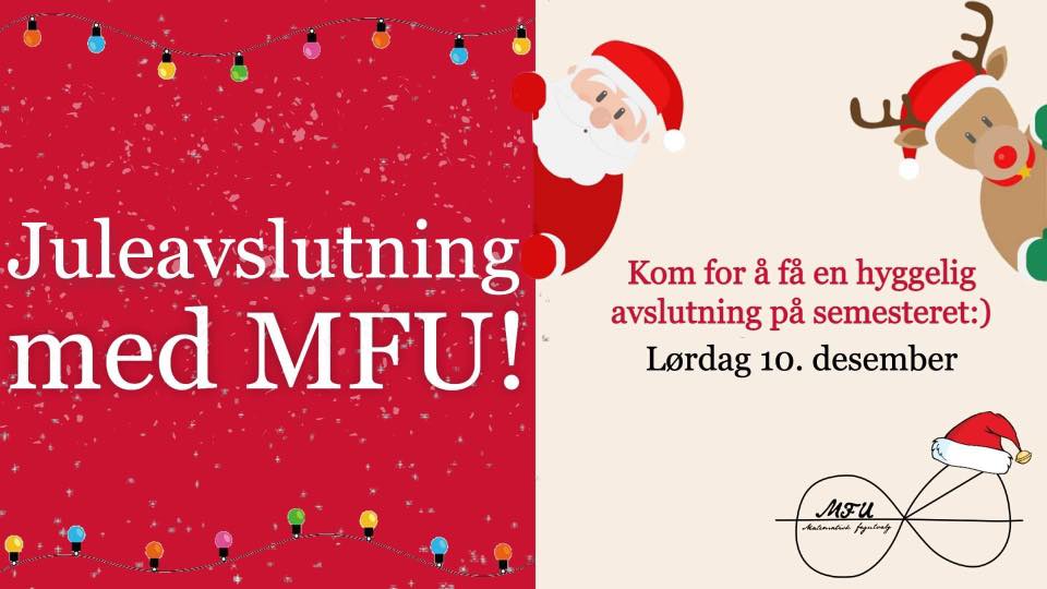 Bildet har et julemotiv med tittel: Juleavslutning med MFU