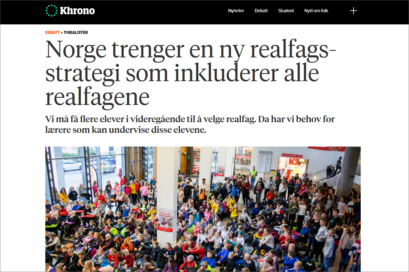Skjermdump av debattinnlegget på Khrono