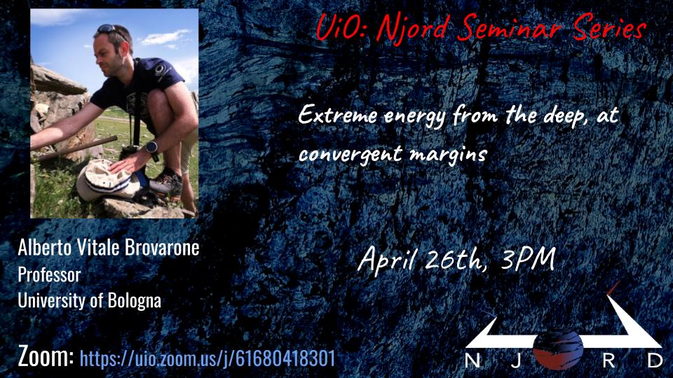 A poster for a Njord seminar showing presenter, title, date, Njord seal, and Zoom link. 