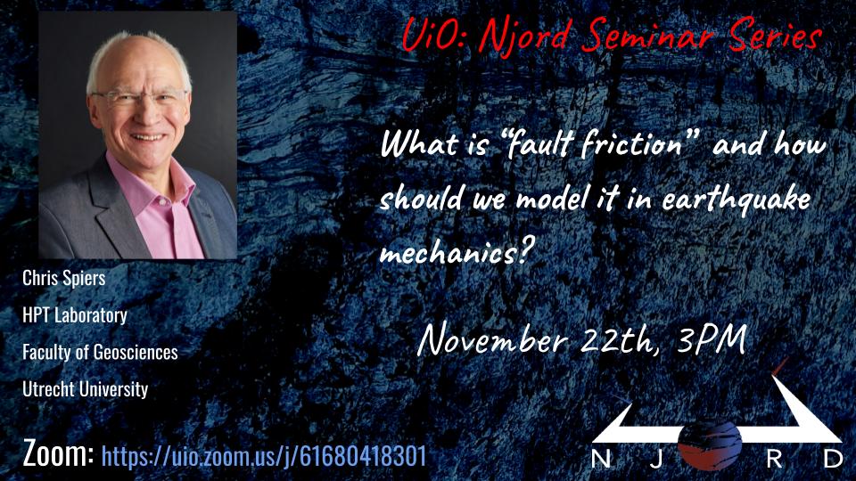 A poster for a Njord seminar showing presenter, title, date, Njord seal, and Zoom link. 
