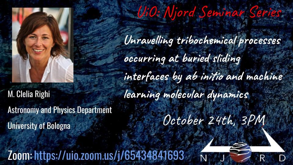 A poster for a Njord seminar showing presenter, title, date, Njord seal, and Zoom link. 