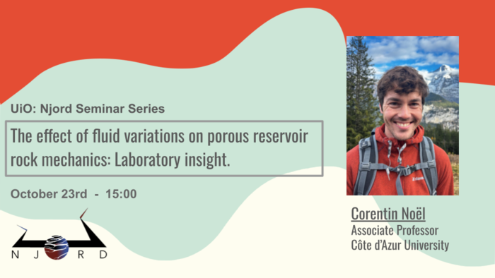 A poster for a Njord seminar showing presenter, title, date, Njord seal, and Zoom link. 