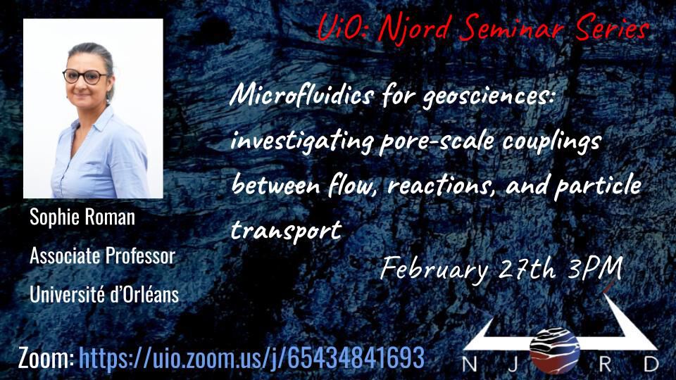A poster for a Njord seminar showing presenter, title, date, Njord seal, and Zoom link. 