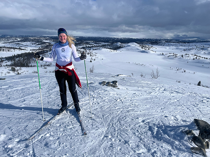 Young woman skiing
