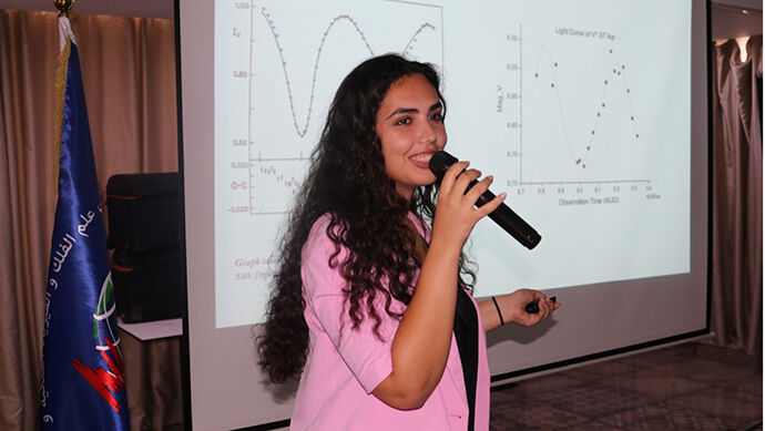Young researcher does a talk