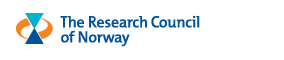 The Research council of Norway's logo to the left: a symbol similar to an hour glass both a orange ring behind. 'The Research council of Norway' written in blue font to the right.