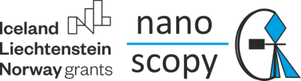 To logoer. Den ene for "Iceland Liechtenstein Norway grants" og den andre for "Nanoscopy".