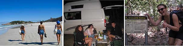 Foto: ​ Nydelig dag på stranda, hyggelig grillmiddag foran campervanen vår på tur og en lettelse å endelig ha funnet et «very low» istedenfor «high crocodile risk» skilt i Darwin slik at vi kunne ta et etterlengtet bad i varmen. Bilder fra reisebrev på studieutveksling til Australia. Foto: Karoline Øie Olsen  ​