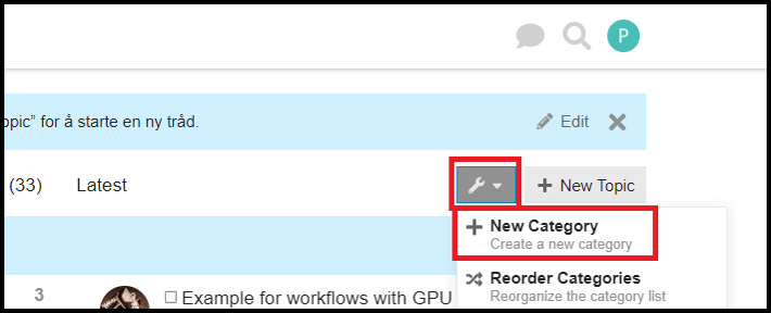 Screenshot on how to create a new subcategory